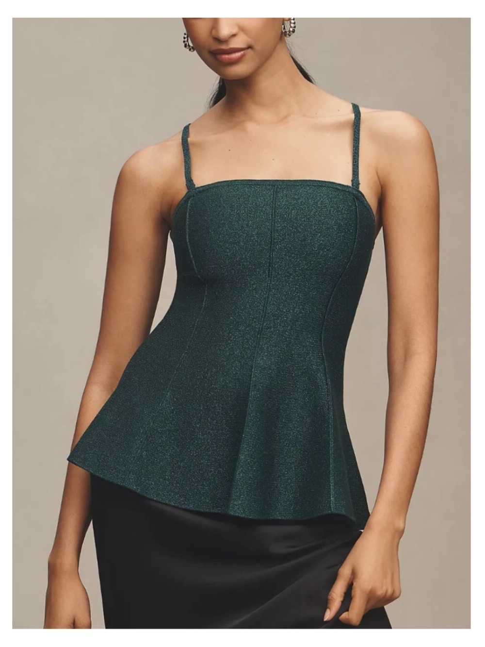 NWT PILCRO Hourglass Sparkly Sweater Tank in Dark Green